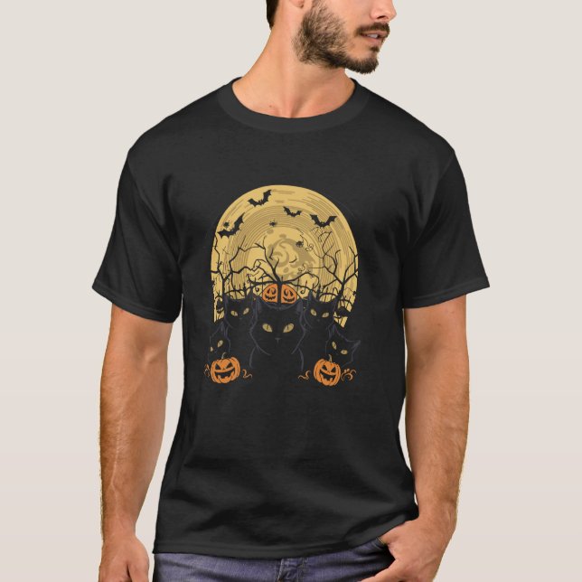 Camiseta Gato Halloween Lua (Frente)
