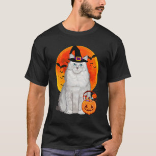 Camiseta Gato Halloween Ragdoll Jack O Lanterna Abóbora