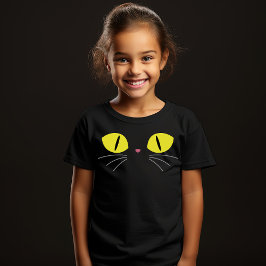 Camiseta Gato Halloween Rosto Olhos Amarelos Sussurrantes
