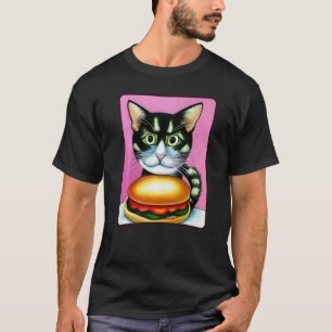 Camiseta Gato Hambúrguer Gato Hambúrguer Purr Meow Gato