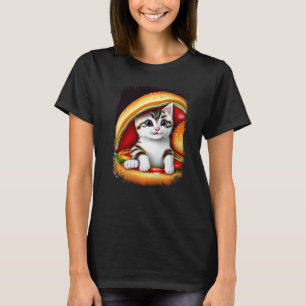 Camiseta Gato Hambúrguer Gato Hambúrguer Purr Meow Gato 3