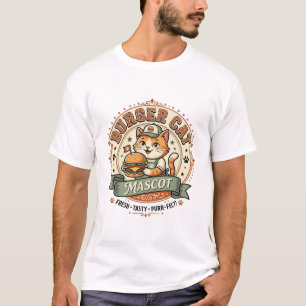 Camiseta Gato Hambúrguer Mascote Gato Fast Food Mascote Gat