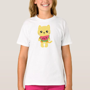 Camiseta Gato Havaí, Gato Gato Gato, Gato Amarelo, Melancia