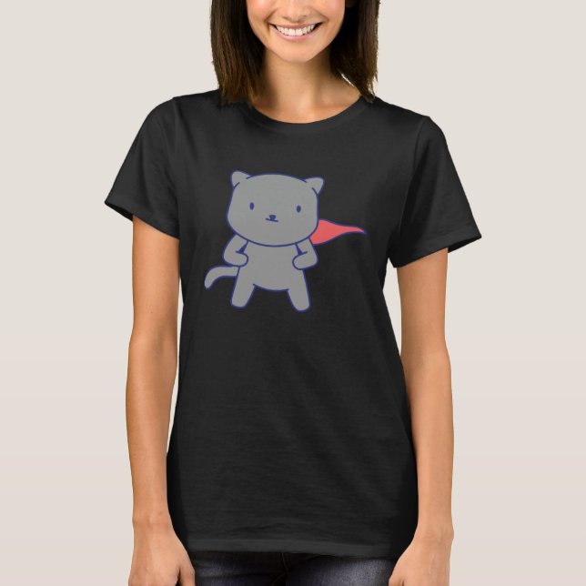 Camiseta gato herói engraçado (Frente)
