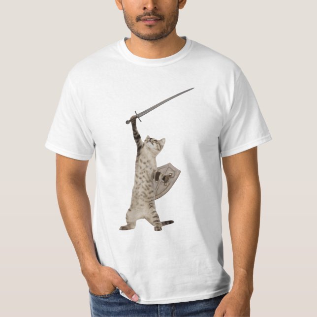 Camiseta Gato heróico do cavaleiro do guerreiro (Frente)