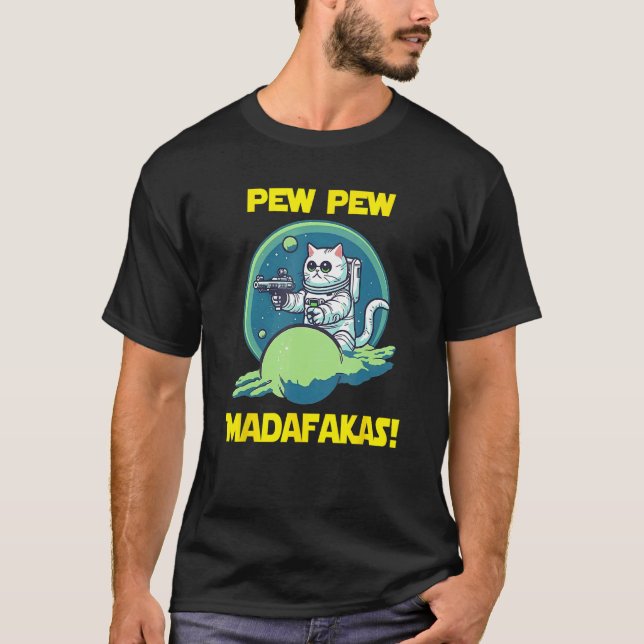 Camiseta Gato Himalaio Astronauta Espacial Pew Madafakas (Frente)