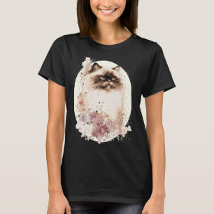 Camiseta Gato Himalaio Flor de Cerejeira Japonesa Sakura