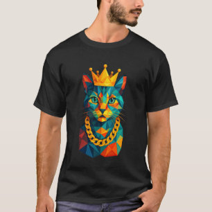 Camiseta Gato Hip Hop Coroa Rap Baixo Polígono Grafite Pet