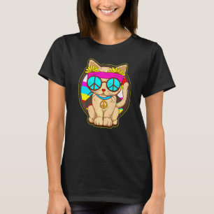 Camiseta Gato Hippie Ama a Paz do Gato