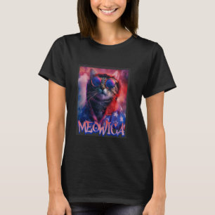Camiseta Gato Hippie Meowica Design Grafite 4 de Julho Gato