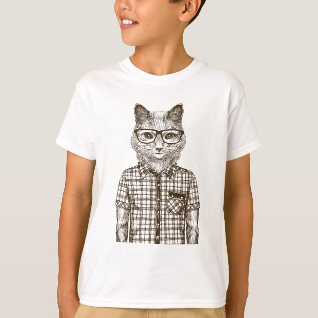 Camiseta Gato Hipster (Frente)