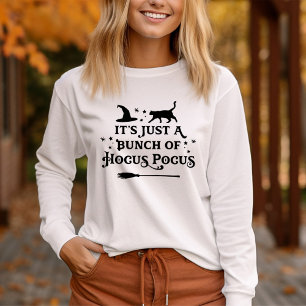 Camiseta Gato Hocus Pocus Manga Longa Feminina de Halloween