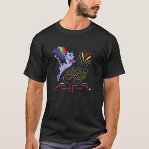 Camiseta Gato Homossexual Com Bandeira Arco-Íris Gay Af 1