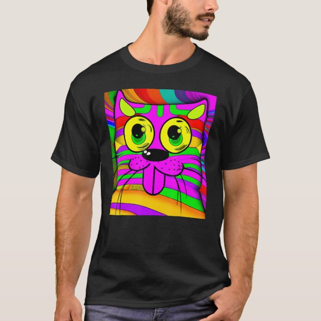 Camiseta Gato humorístico do gatinho de miau retrato fofo g (Frente)