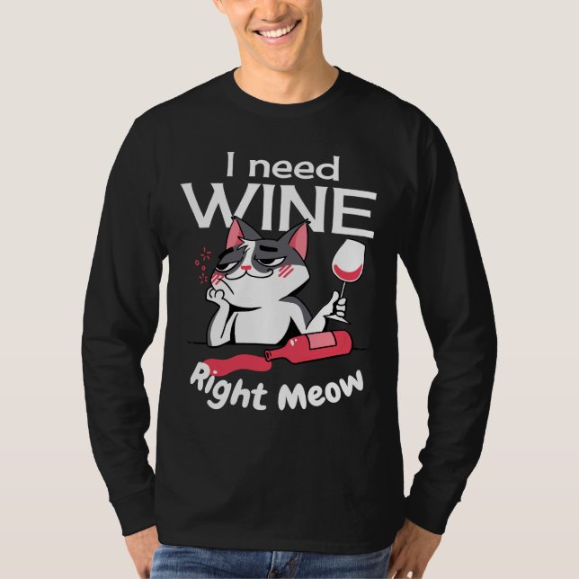 Camiseta Gato I precisa de vinho (Frente)