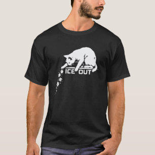 Camiseta Gato ICE Fora Empurrando Cubos de Gelo Meme