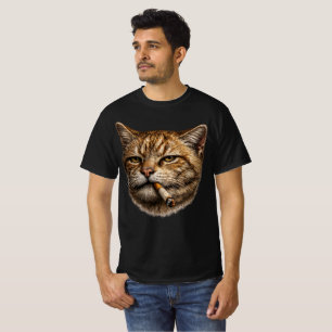 Camiseta Gato Idiota Engraçado Meme Fumando Cigarro Gato Le