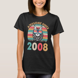 Camiseta Gato Incrível Desde 2008 Parabéns Para Mim 14 Ye