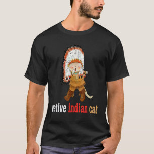 Camiseta Gato Indígena Nativo Americano Para Crianças Índio