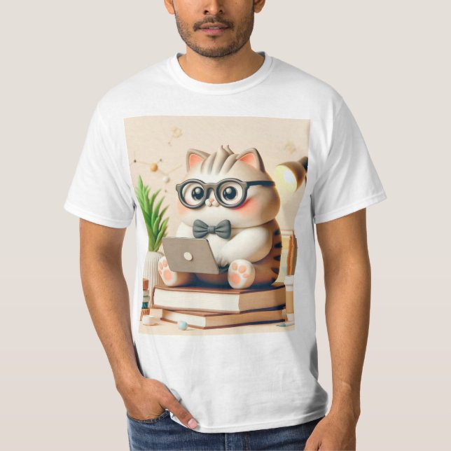 Camiseta Gato informático 3D (Frente)