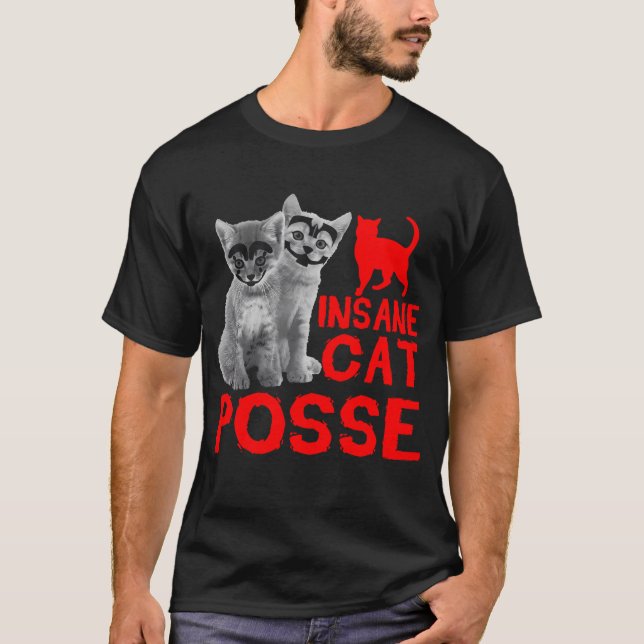 Camiseta Gato Insano Posse Presente Teto Para Homens Mulher (Frente)