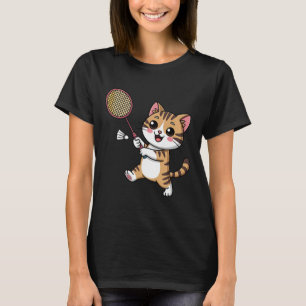 Camiseta Gato Inteligente Jogando Minton Engraçado Humorado