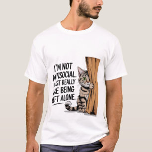 Camiseta Gato Introvertido Engraçado "Deixe-me em Paz" Sass