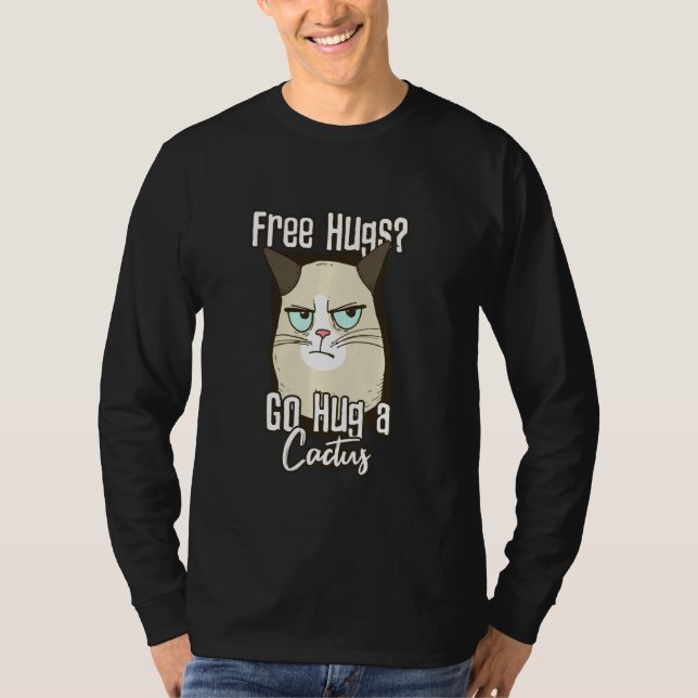 Camiseta Gato Irritado Abrindo Um Cactus (Frente)