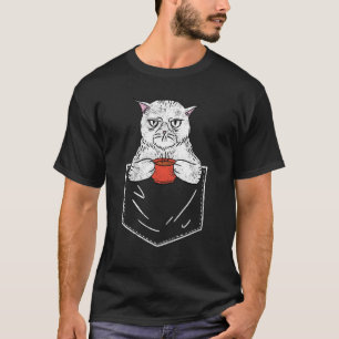 Camiseta Gato Irritado com Café em Gatos de Bolso