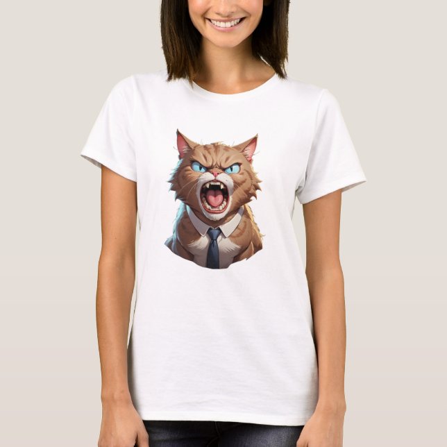 Camiseta Gato irritado e fofo do chefe (Frente)