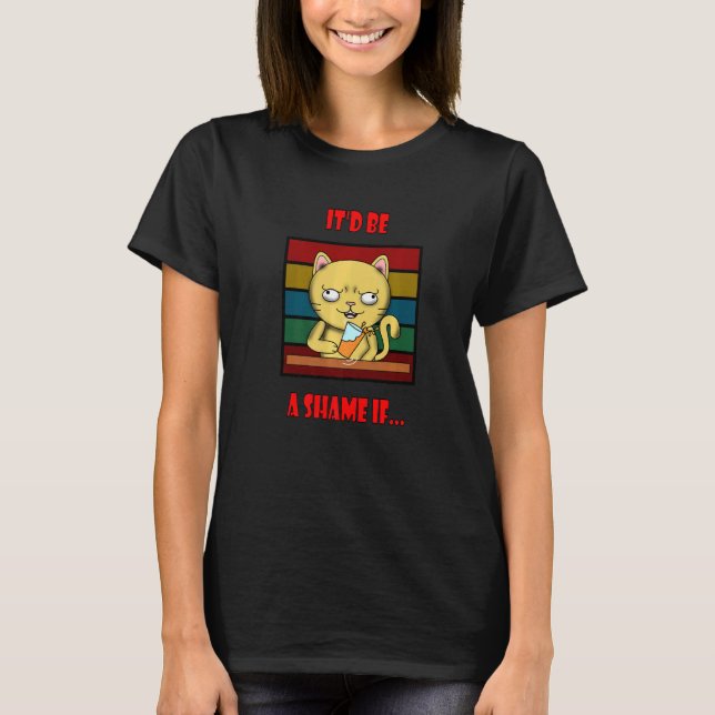 Camiseta Gato Irritado Que Espalha Bebida (Frente)