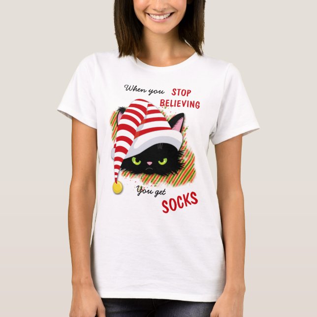 Camiseta Gato Irritado Você Tem Natal De Meias (Frente)