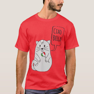 Camiseta Gato Italiano Bonito E Puro, De Coração E Bandeira