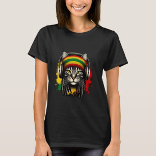 Camiseta Gato Jamaicano Bandeira Rasta Jamaicana Gato Músic