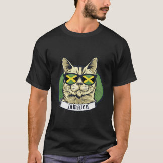 Camiseta Gato jamaicano engraçado com óculos escuros na Jam