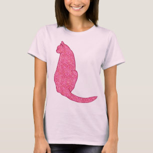 Camiseta Gato japonês - Batik cor-de-rosa fúcsia