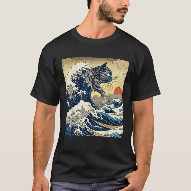 Camiseta Gato japonês Cat Lover Katsushika Hokusai T (Frente)