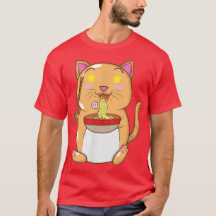 Camiseta Gato Japonês come Ramen Noodles 