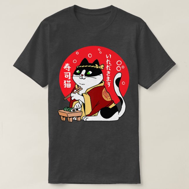 Camiseta Gato Japonês Comendo Comida De Kitten Ramen Noodle (Frente do Design)