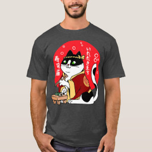 Camiseta Gato Japonês Comendo Comida De Kitten Ramen Noodle
