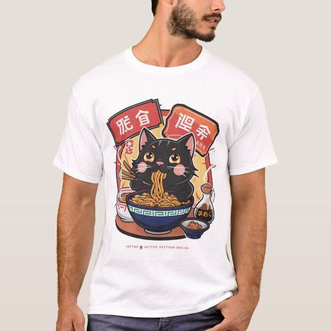 Camiseta Gato Japonês de Super Cat Ramen (Frente)