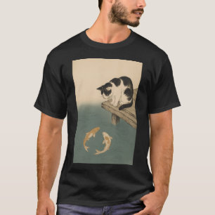 Camiseta Gato Japonês e Peixe Koi – Madeira Ukiyo-e Vinta