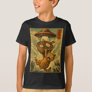 Camiseta Gato Japonês Engraçado Ramen Ufo Anime Homens Mulh