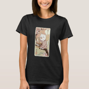 Camiseta Gato Japonês Fofo Ramen Flor de Cerejeira Estética