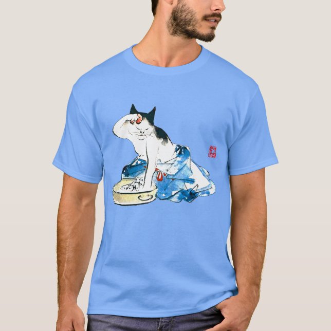 Camiseta Gato japonês Humorístico - Balança II (Frente)