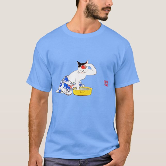 Camiseta Gato Japonês Humoroso - Balança I (Frente)