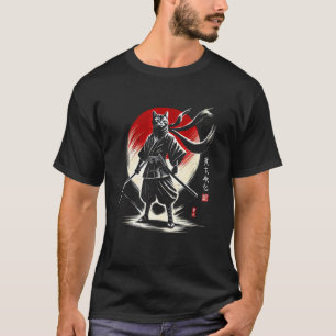 Camiseta Gato Japonês Ninja Samurai Japão Guerreiro Mãe Pai