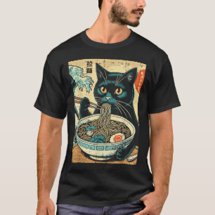 Camiseta Gato Japonês Ramen Excelente Wave Vintage Art Comi