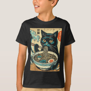 Camiseta Gato Japonês Ramen Excelente Wave Vintage Art Comi