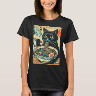 Camiseta Gato Japonês Ramen Excelente Wave Vintage Art Comi